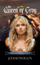 A blond woman in front of rugged mountains